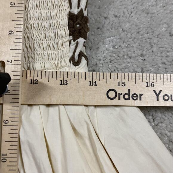 Love The Label Dress Womens Small White Puff Sleeve Embroidered Cotton Mini - Picture 9 of 11